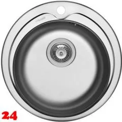 PYRAMIS Kchensple Kiba (485) 1B Edelstahlsple / Rundbecken Siebkorb als Stopfenventil