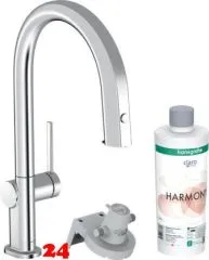 HANSGROHE Kchenarmatur Aqittura M91 Chrom FilterSystem 210 mit Ausziehauslauf, 1jet, sBox, Starter Set (76800000)