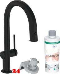 HANSGROHE Kchenarmatur Aqittura M91 Mattschwarz FilterSystem 210 mit Ausziehauslauf, 1jet, Starter Set (76801670)