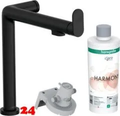 HANSGROHE Kchenarmatur Aqittura M91 Mattschwarz FilterSystem 240 mit Festauslauf, 1jet, Starter Set (76802670)