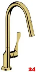 AXOR Kchenarmatur Citterio Polished Gold Optic Einhebelmischer 250 mit Zugauslauf als Ausziehbrause Schwenkbereich einstellbar (39835990)