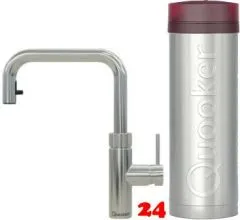 QUOOKER FLEX SQUARE VAQ PRO3 Einhebelmischer Zugauslauf Chrom & 100C Armatur Kochendwasserhahn (PRO3FXSCHR)