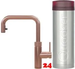 QUOOKER FLEX SQUARE VAQ PRO3 Einhebelmischer Zugauslauf Kupfer Rose' PVD & 100C Armatur Kochendwasserhahn (PRO3FXSRCO)