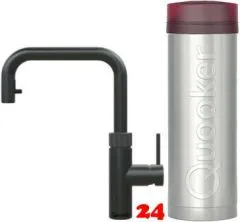 QUOOKER FLEX SQUARE VAQ PRO3 Einhebelmischer Zugauslauf Schwarz matt PVD & 100C Armatur Kochendwasserhahn (PRO3FXSBLK)