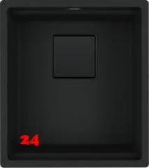 FRANKE Kchensple Kubus 2 Pro KNG PRO 110-37 Fragranit+ Granitsple Black Matt - Black Collection Unterbausple (Montage unter die Arbeitsplatte) mit Siebkorb als Drehknopfventil inklusive Zubehr