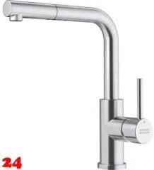 FRANKE Kchenarmatur Smart Glenda Einhebelmischer Edelstahl massiv mit Zugauslauf und Laminar Perlator 180 schwenkbarer Auslauf