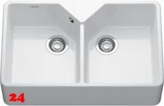 FRANKE Splstein / Splmodul Doppelbecken Belfast BFK 720-36-36 Keramik Fraceram Keramiksple mit Siebkorb als Stopfenventil