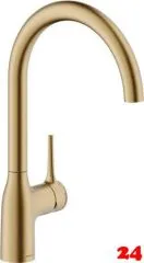 Systemceram KeraDomo Küchenarmatur Mania Soft Mattgold PVD Einhebelmischer mit Festauslauf schwenkbar Systemceram KeraDomo Küchenarmatur Mania Soft Mattgold PVD Einhebelmischer mit Festauslauf schwenkbar