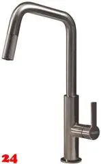 Systemceram KeraDomo Küchenarmatur Offeo Edelstahl Finish PVD Einhebelmischer mit Zugauslauf 360° schwenkbar Systemceram KeraDomo Küchenarmatur Offeo Edelstahl Finish PVD Einhebelmischer mit Zugauslauf 360° schwenkbar