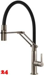 Systemceram KeraDomo Küchenarmatur Offeo Pro Edelstahlfinish/Schwarz Einhebelmischer mit Pendelbrause umstellbar Systemceram KeraDomo Küchenarmatur Offeo Pro Edelstahlfinish/Schwarz Einhebelmischer mit Pendelbrause umstellbar