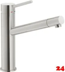 Systemceram KeraDomo K�chenarmatur Snow Edelstahl Finish PVD Einhebelmischer mit Festauslauf 360� schwenkbar