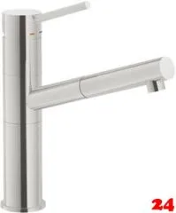 Systemceram KeraDomo K�chenarmatur Snow Edelstahl Finish PVD Einhebelmischer mit Zugauslauf 360� schwenkbar