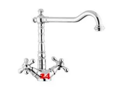 AQUA CUCINA� K�chenarmatur Deco 1060-ESO Zweigriffmischer Steelfinish mit Festauslauf schwenkbar Nostalgieoptik