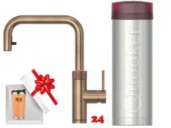 QUOOKER FLEX SQUARE VAQ PRO3 Einhebelmischer Zugauslauf Messing Patina & 100�C Armatur Kochendwasserhahn (PRO3FXSPTB)