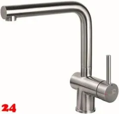 AQUA CUCINA® Küchenarmatur LAGO-S 45004-E Einhebelmischer Edelstahl massiv mit L-Festauslauf schwenkbar AQUA CUCINA® Küchenarmatur LAGO-S 45004-E Einhebelmischer Edelstahl massiv mit L-Festauslauf schwenkbar