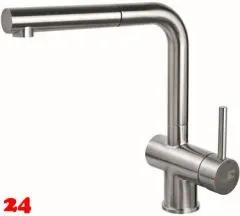 AQUA CUCINA® Küchenarmatur LAGO-S 45001-E Einhebelmischer Edelstahl massiv mit Zugauslauf schwenkbar AQUA CUCINA® Küchenarmatur LAGO-S 45001-E Einhebelmischer Edelstahl massiv mit Zugauslauf schwenkbar