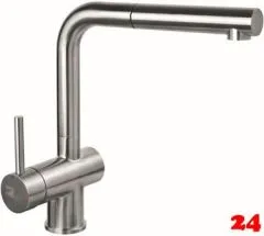 AQUA CUCINA® Küchenarmatur LAGO-S 45008-E Einhebelmischer Edelstahl massiv mit Zugauslauf schwenkbar Griff links AQUA CUCINA® Küchenarmatur LAGO-S 45008-E Einhebelmischer Edelstahl massiv mit Zugauslauf schwenkbar Griff links