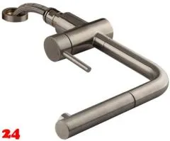 AQUA CUCINA® Küchenarmatur LAGO-S 45009-E Einhebelmischer Edelstahl massiv mit Zugauslauf für Vorfenstermontage AQUA CUCINA® Küchenarmatur LAGO-S 45009-E Einhebelmischer Edelstahl massiv mit Zugauslauf für Vorfenstermontage