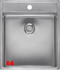 REGINOX Küchenspüle New York 40x40 (L) Comfort Hahnlochbank Einbauspüle Edelstahl Flachrand flächenbündig Siebkorb als Stopfenventil REGINOX Küchenspüle New York 40x40 (L) Comfort Hahnlochbank Einbauspüle Edelstahl Flachrand flächenbündig Siebkorb als Stopfenventil