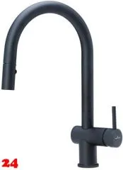 REGINOX K�chenarmatur Flint Schwarz (R37416) Einhebelmischer mit Zugauslauf als Schlauchbrause umstellbar 360� schwenkbarer Auslauf