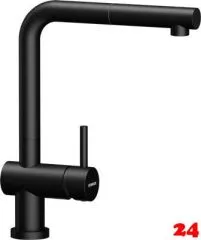 SCHOCK K�chenarmatur Epos W Schwarz Einhebelmischer Oberfl�che: Cristadur� Farbe Puro mit Zugauslauf 180� schwenkbarer Auslauf Vorfenstermontage