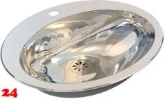 DREILICH Einbau-Waschbecken Jupiter 530P-O� ovales Becken Edelstahl poliert ohne �berlauf mit Hahnlochbank (3502180023)