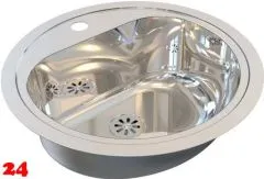 DREILICH Einbau-Waschbecken Uranus 500P-O� rundes Becken Edelstahl poliert ohne �berlauf mit Hahnlochbank (3502180049)