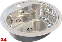 DREILICH Einbau-Waschbecken Uranus 500P-M� rundes Becken Edelstahl poliert �berlauf rund mit Hahnlochbank (3502180207)
