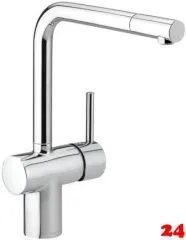 DAMIXA Kchenarmatur Merkur L-Auslauf Chrom Einhebelmischer mit Festauslauf und Gelenkperlator