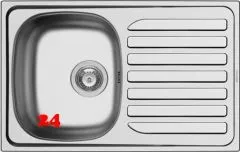 Pyramis Kchensple Creta 1B 1D Flat Einbausple / Edelstahlsple Ablauf mit Stopfenventil ohne Hahnlochbohrung