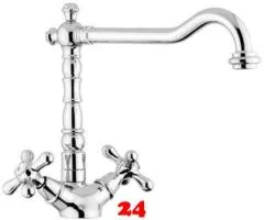 AQUA CUCINA® Küchenarmatur Deco 1060-00 Zweigriffmischer Chrom mit Festauslauf schwenkbar Nostalgieoptik AQUA CUCINA® Küchenarmatur Deco 1060-00 Zweigriffmischer Chrom mit Festauslauf schwenkbar Nostalgieoptik