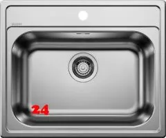 BLANCO Kchensple Dana 6 Einbausple / Edelstahlsple mit Hahnlochbank Siebkorb als Stopfenventil