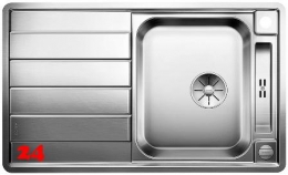 BLANCO Küchenspüle Axis III 45 S-IF Edelstahlspüle / Einbauspüle Flachrand mit Ablaufsystem InFino und Drehknopfventil