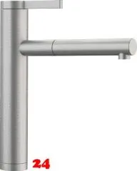 BLANCO Linee-S Edelstahl Seidenmatt Einhebelmischer / Spltischarmatur mit Zugauslauf 130 schwenkbarer Auslauf