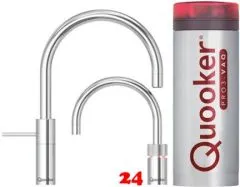 QUOOKER Nordic Round Twintaps VAQ PRO3 Einhebelmischer Chrom & 100C Armatur als Set (PRO3NSMRCHRTT)