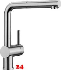 BLANCO Kchenarmatur Linus-S Edelstahl gebrstet Einhebelmischer mit Zugauslauf 140 schwenkbarer Auslauf