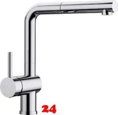 BLANCO Kchenarmatur Linus-S Chrom Einhebelmischer mit Zugauslauf 140 schwenkbarer Auslauf Hebel links