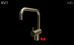 VOLA Kchenarmatur KV1EB-19 Messing poliert Spltischmischer / Eingriffmischer mit Doppelschwenkauslauf Niederdruck