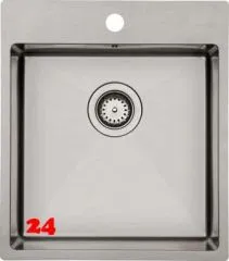 BERNUS Kchensple Cubus 440 SOFT Edelstahlsple Flachrand / Flchenbndig mit Hahnlochbank und Siebkorb als Stopfenventil