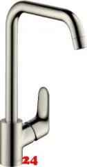 HANSGROHE Kchenarmatur Focus M41 Edelstahl Finish Einhebelmischer 260 mit Festauslauf, 1jet Schwenkbereich einstellbar (31820800)