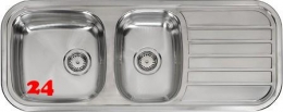 REGINOX Küchenspüle Regent 25 LUX OKG KG Einbauspüle Edelstahl Doppelspüle mit Einbaurand Siebkorb als Stopfenventil