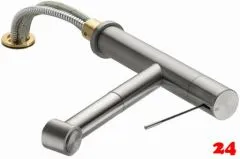 KWC Kchenarmatur Ono 10.151.053.700FL Einhebelmischer Edelstahl massiv mit Zugauslauf und Brausefunktion Unterfenstermontage (123114)