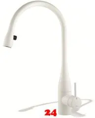 KWC Kchenarmatur EVE 10.121.103.150FL Einhebelmischer Glacier White mit Zugauslauf Griffposition auswhlbar mit LEDShine (122168)