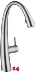 KWC Kchenarmatur Zoe 10.201.102.127FL Einhebelmischer Decor Steel mit Geschirrbrause Griffposition auswhlbar (122931)
