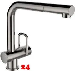 LAUFEN ARWA Kchenarmatur Twin HF989693441001 Edelstahl massiv Einhebelmischer / Spltischarmatur mit Zugauslauf als Schlauchbrause