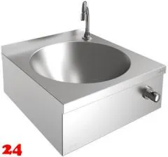 KWC PROFESSIONAL Anima Einzelwaschtisch LP20 fr Wandmontage fugenlos eingeschweites Rundbecken fr Knie- oder Hftbettigung