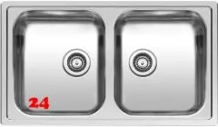 REGINOX K�chensp�le Centurio L20 Einbausp�le Edelstahl Doppelbecken mit Flachrand Siebkorb als Stopfenventil