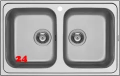 PYRAMIS Kchensple Athena Extra (79x50) 2B Einbausple / Doppelsple Siebkorb als Stopfenventil