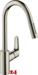 HANSGROHE Kchenarmatur Focus M41 Edelstahl Finish Einhebelmischer 240 mit Zugauslauf als Ausziehbrause, 2jet (31815800)