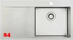 BERNUS Kchensple Cubus 900 SOFT Edelstahlsple Flachrand / Flchenbndig mit Hahnlochbank und Siebkorb als Stopfenventil